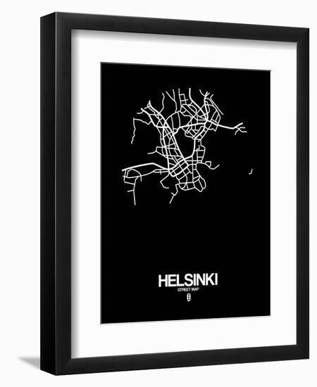 Helsinki Street Map Black-NaxArt-Framed Art Print