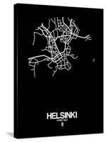 Helsinki Street Map Black-NaxArt-Stretched Canvas