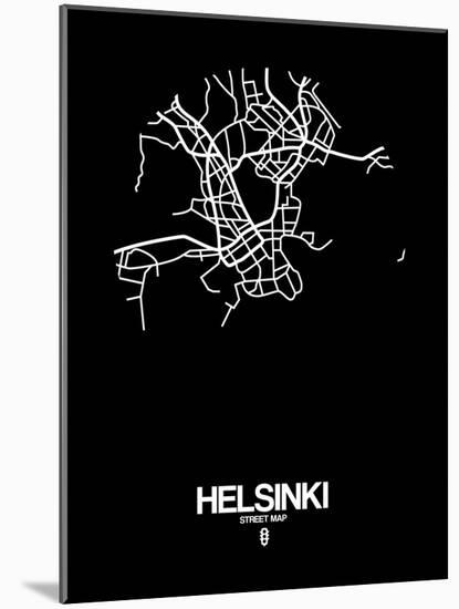 Helsinki Street Map Black-NaxArt-Mounted Art Print