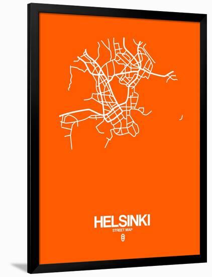 Helsinki Street Map Orange-NaxArt-Framed Art Print