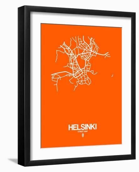 Helsinki Street Map Orange-NaxArt-Framed Art Print