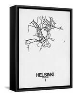 Helsinki Street Map White-NaxArt-Framed Stretched Canvas