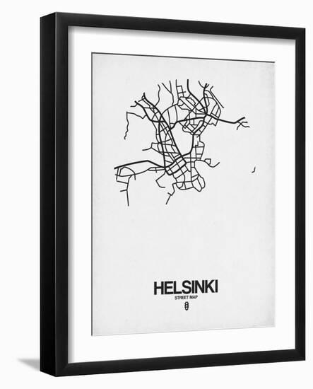 Helsinki Street Map White-NaxArt-Framed Art Print