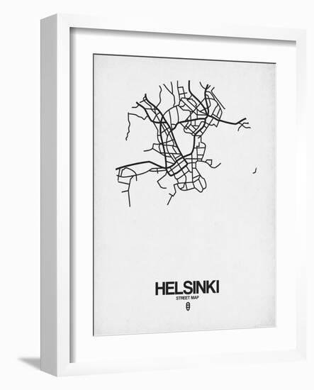 Helsinki Street Map White-NaxArt-Framed Art Print