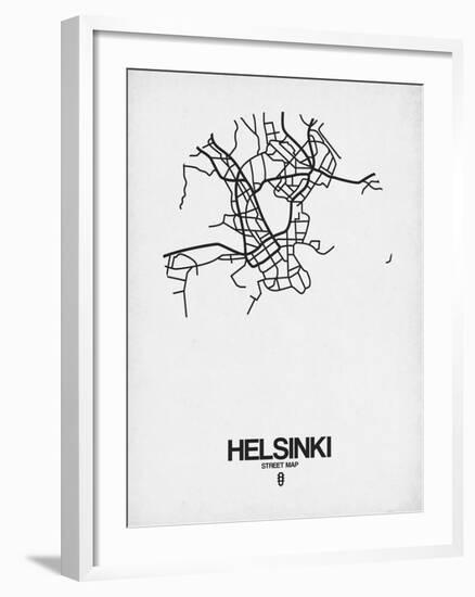 Helsinki Street Map White-NaxArt-Framed Art Print