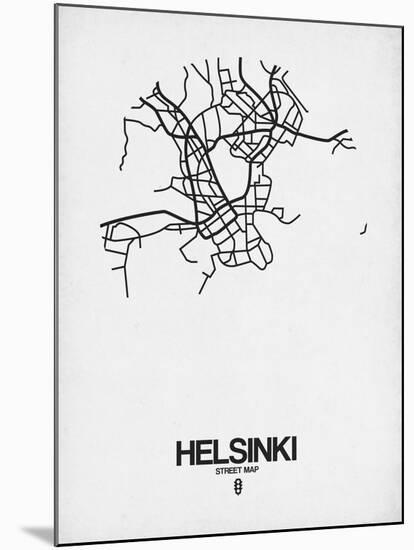 Helsinki Street Map White-NaxArt-Mounted Art Print