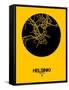 Helsinki Street Map Yellow-NaxArt-Framed Stretched Canvas