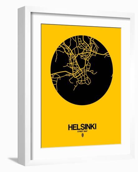 Helsinki Street Map Yellow-NaxArt-Framed Art Print