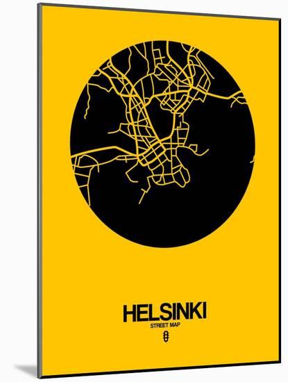 Helsinki Street Map Yellow-NaxArt-Mounted Art Print