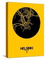 Helsinki Street Map Yellow-NaxArt-Stretched Canvas