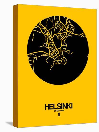 Helsinki Street Map Yellow-NaxArt-Stretched Canvas
