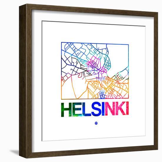 Helsinki Watercolor Street Map-NaxArt-Framed Premium Giclee Print