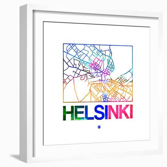 Helsinki Watercolor Street Map-NaxArt-Framed Premium Giclee Print