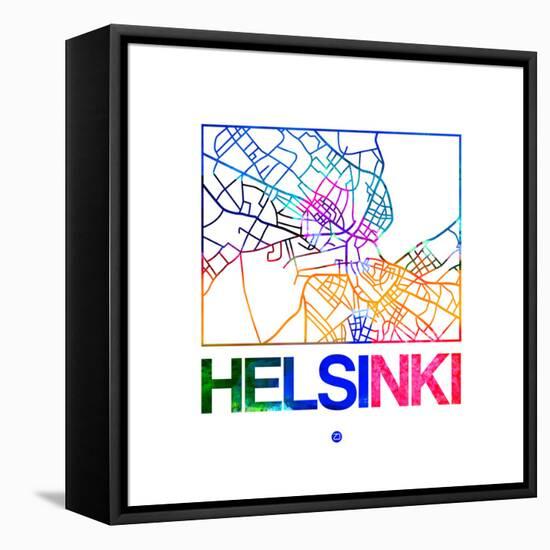 Helsinki Watercolor Street Map-NaxArt-Framed Stretched Canvas