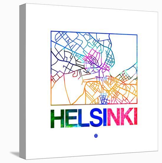 Helsinki Watercolor Street Map-NaxArt-Stretched Canvas