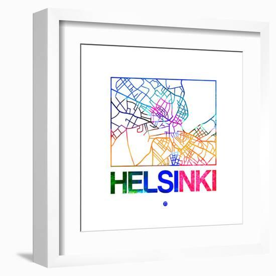 Helsinki Watercolor Street Map-NaxArt-Framed Art Print