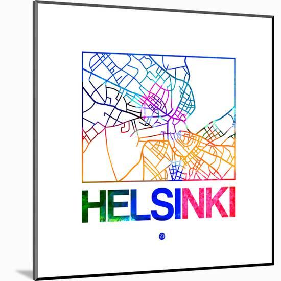Helsinki Watercolor Street Map-NaxArt-Mounted Art Print