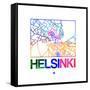 Helsinki Watercolor Street Map-NaxArt-Framed Stretched Canvas