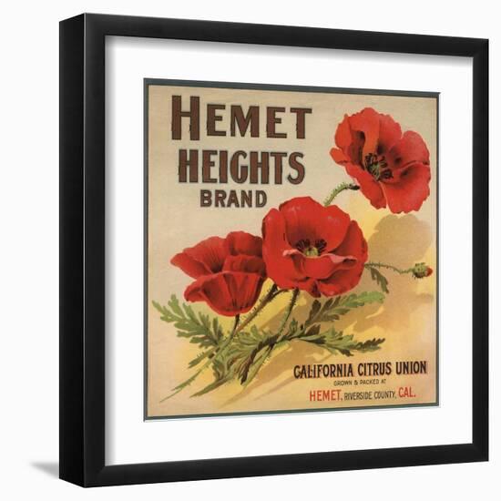 Hemet Heights Brand - Hemet, California - Citrus Crate Label-Lantern Press-Framed Art Print