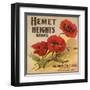 Hemet Heights Brand - Hemet, California - Citrus Crate Label-Lantern Press-Framed Art Print