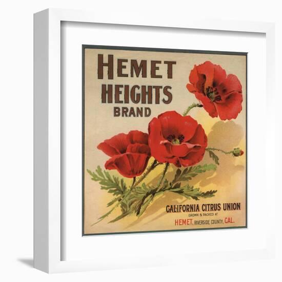 Hemet Heights Brand - Hemet, California - Citrus Crate Label-Lantern Press-Framed Art Print