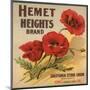 Hemet Heights Brand - Hemet, California - Citrus Crate Label-Lantern Press-Mounted Art Print