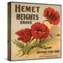 Hemet Heights Brand - Hemet, California - Citrus Crate Label-Lantern Press-Stretched Canvas