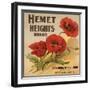 Hemet Heights Brand - Hemet, California - Citrus Crate Label-Lantern Press-Framed Art Print