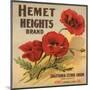 Hemet Heights Brand - Hemet, California - Citrus Crate Label-Lantern Press-Mounted Art Print