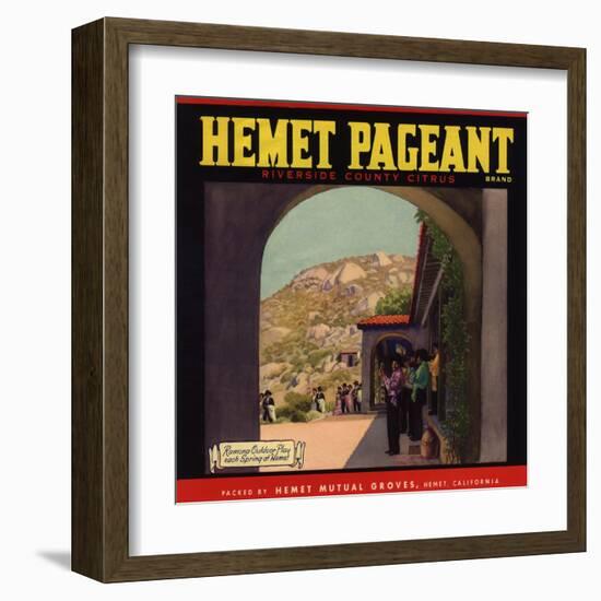 Hemet Pageant Brand - Hemet, California - Citrus Crate Label-Lantern Press-Framed Art Print