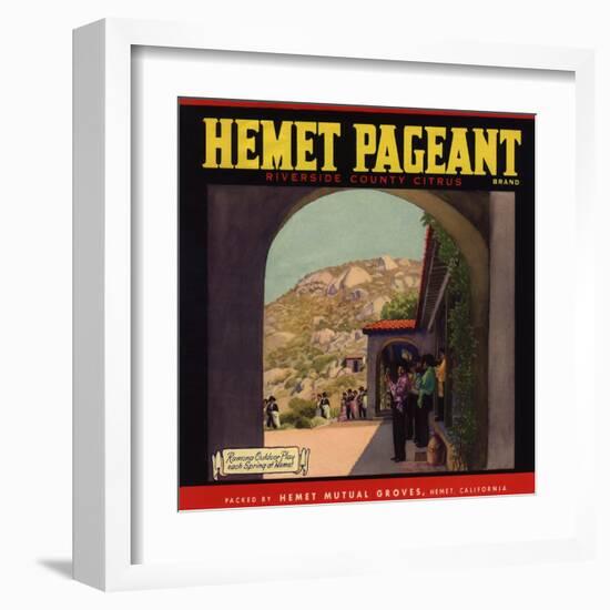 Hemet Pageant Brand - Hemet, California - Citrus Crate Label-Lantern Press-Framed Art Print