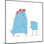 Hen and Chicken Childish Cartoon. Poultry Animal Farm, Livestock Domestic, Nature Rural. Raster Var-Popmarleo-Mounted Art Print