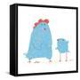 Hen and Chicken Childish Cartoon. Poultry Animal Farm, Livestock Domestic, Nature Rural, Vector Ill-Popmarleo-Framed Stretched Canvas