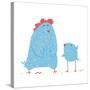 Hen and Chicken Childish Cartoon. Poultry Animal Farm, Livestock Domestic, Nature Rural, Vector Ill-Popmarleo-Stretched Canvas