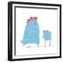 Hen and Chicken Childish Cartoon. Poultry Animal Farm, Livestock Domestic, Nature Rural, Vector Ill-Popmarleo-Framed Premium Giclee Print