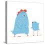 Hen and Chicken Childish Cartoon. Poultry Animal Farm, Livestock Domestic, Nature Rural, Vector Ill-Popmarleo-Stretched Canvas