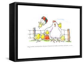 Hen Mom-Jennifer Zsolt-Framed Stretched Canvas