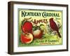 Henderson, Kentucky, Kentucky Cardinal Brand Apple Label-Lantern Press-Framed Art Print