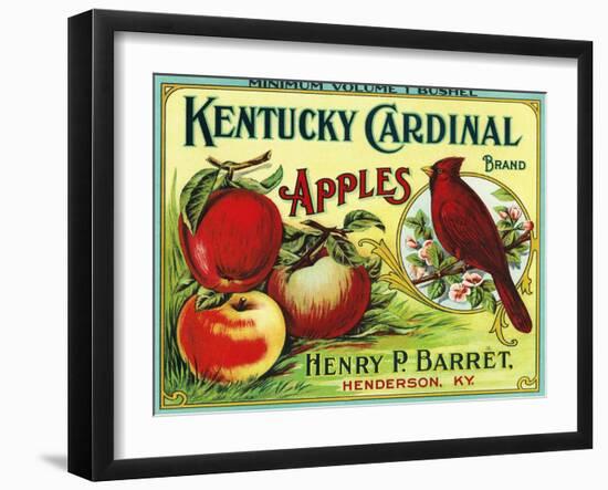 Henderson, Kentucky, Kentucky Cardinal Brand Apple Label-Lantern Press-Framed Art Print