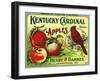 Henderson, Kentucky, Kentucky Cardinal Brand Apple Label-Lantern Press-Framed Art Print