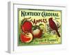 Henderson, Kentucky, Kentucky Cardinal Brand Apple Label-Lantern Press-Framed Art Print