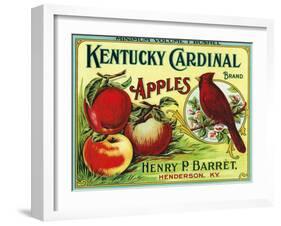 Henderson, Kentucky, Kentucky Cardinal Brand Apple Label-Lantern Press-Framed Art Print