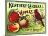 Henderson, Kentucky, Kentucky Cardinal Brand Apple Label-Lantern Press-Mounted Art Print