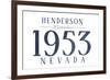 Henderson, Nevada - Established Date (Blue)-Lantern Press-Framed Art Print