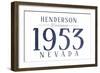 Henderson, Nevada - Established Date (Blue)-Lantern Press-Framed Art Print