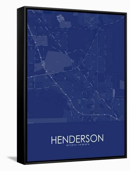 Henderson, United States of America Blue Map-null-Framed Stretched Canvas