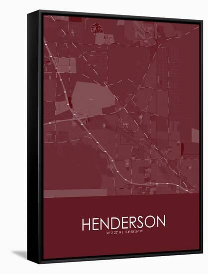 Henderson, United States of America Red Map-null-Framed Stretched Canvas