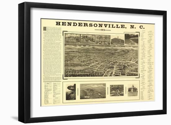 Hendersonville, North Carolina - Panoramic Map-Lantern Press-Framed Art Print