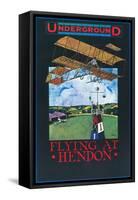 Hendon, England - Grahame-White And Plane over Aerodrome Poster-Lantern Press-Framed Stretched Canvas