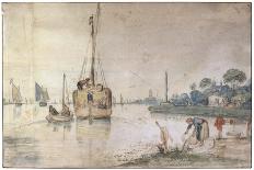 River Landscape with Rope Ferry, Early 17th Century-Hendrick Avercamp-Giclee Print